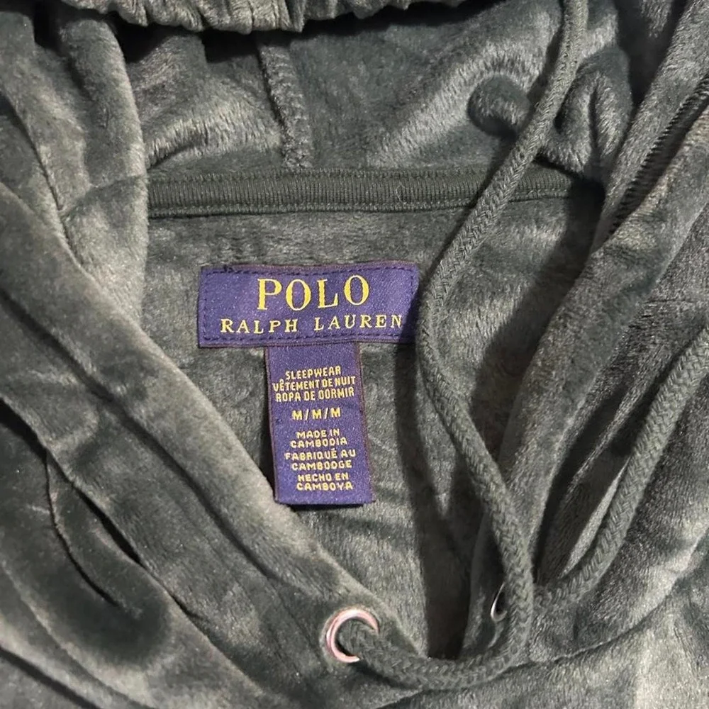 Polo Ralph Lauren Mens M Green Velour Hoodie POLO RL EST 1967 Sleepwear